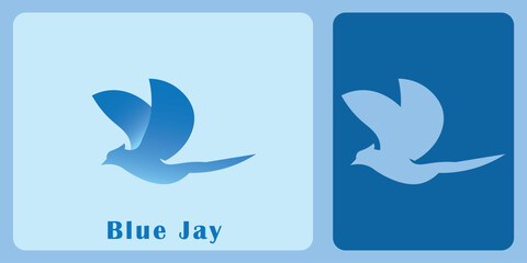 Vector Logo Illustration Bird Blue Jay Silhouette