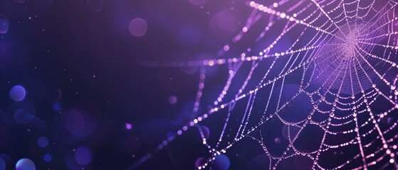 Glowing Spider Web A Purple and Blue Tapestry of Light Generative AI - obrazy, fototapety, plakaty