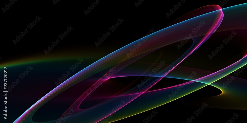 Poster abstract colorful flowing wave lines isolated on black background. design element for technology, sc