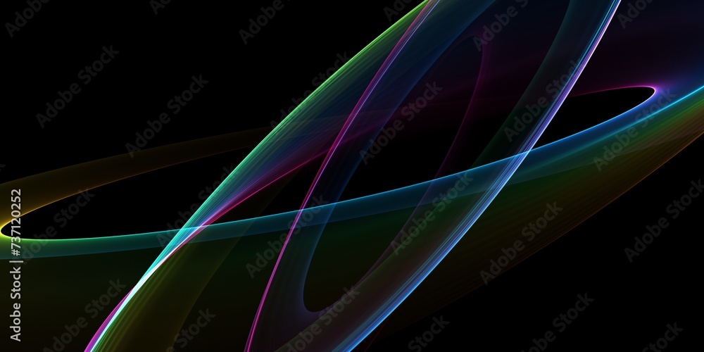 Poster abstract colorful flowing wave lines isolated on black background. design element for technology, sc