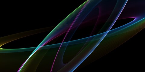 Abstract colorful flowing wave lines isolated on black background. Design element for technology, science, music or modern concept