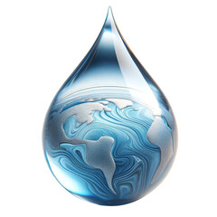 Obraz premium Elegant water droplet,World water day,Nature,Environment,3D rendering illustration,isolated on a transparent background.
