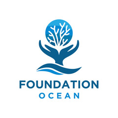 foundation ocean concept logo design vector illustration