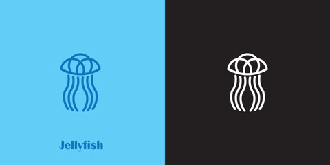 Blue Jellyfish Logo Vector,