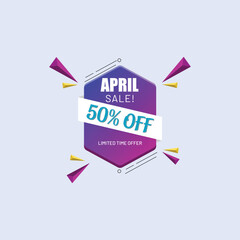 April Sale banner. Sale offer price sign. Vector banner. Discount text. Vector