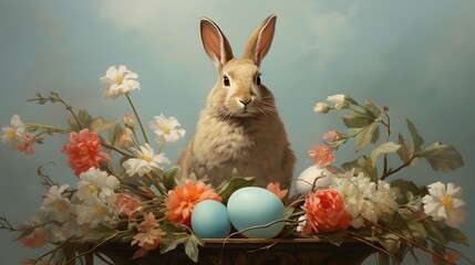 Easter Bunny On a Vintage Background
