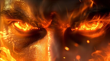 Eyes of fire Satan is angry because he knows he has little time left Generative AI Illustration
