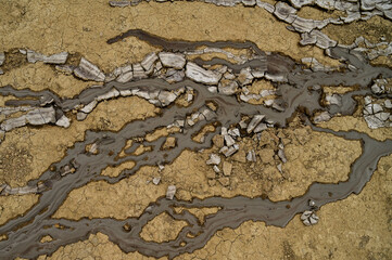 Texture of the active mud volcanoes of Berca, Vulcanii noroiosi near Berca, Buzau, Wallachia, Romania