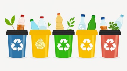 Step by step guide to waste sorting  colorful infographic with clear icons and ample text space