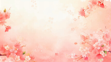 Fototapeta na wymiar 水彩の桜の花のイラスト背景　16：9