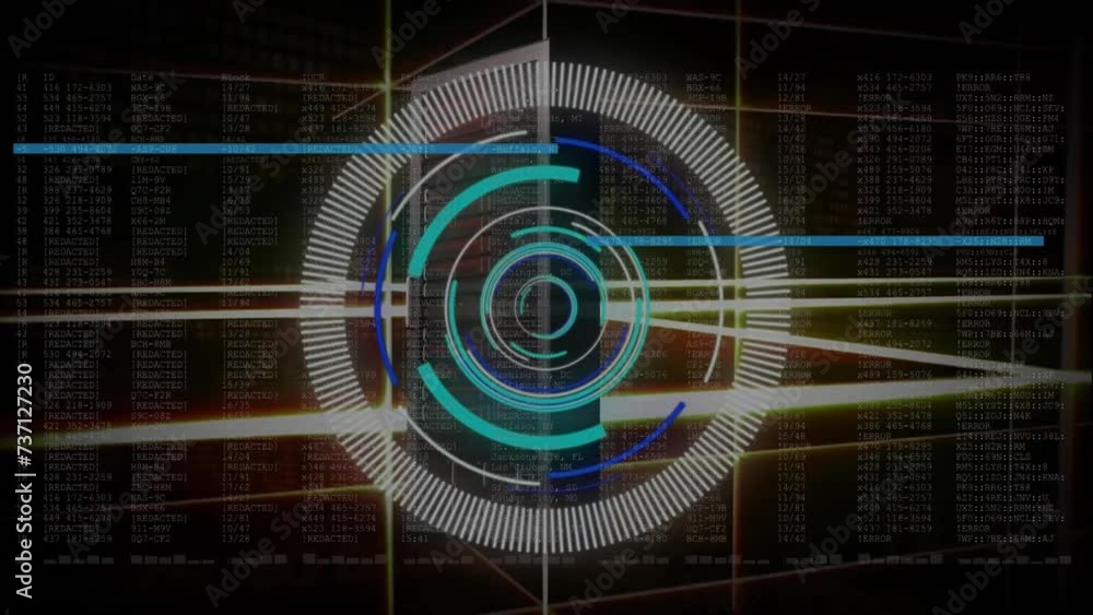 Poster animation of scope and data processing on dark background