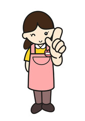 指さしポーズの保育士