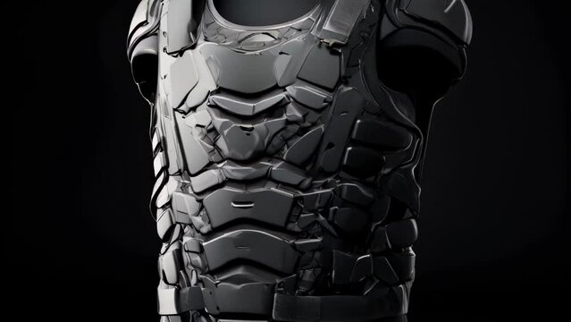 A close up shot of a body armour on a mannequin. This image can be used to illustrate personal protection, safety, or law enforcement topics.