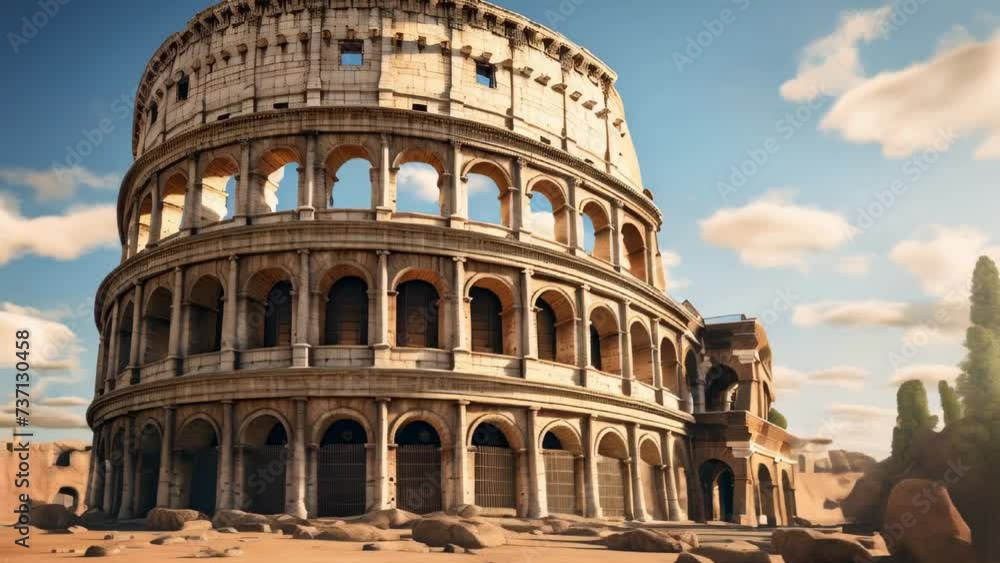 Aufkleber a massive building standing tall in the middle of a barren desert. this image can be used to depict 
