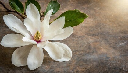 beautiful blooming white magnolia flower isolated on vintage background