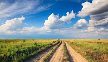 Fototapeta na wymiar dirt road in steppe