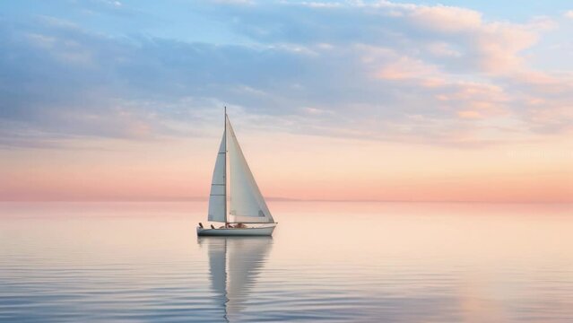 A sailboat peacefully floating in the middle of a body of water. Perfect for use in travel brochures or as a background image for inspirational quotes.