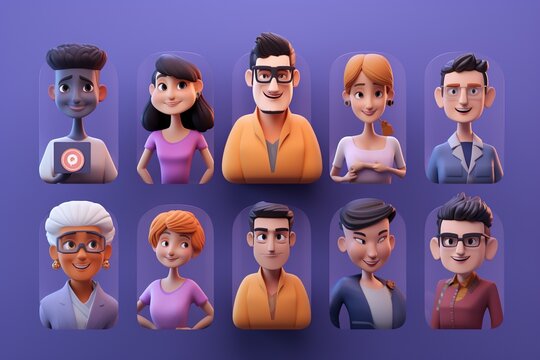 3d rendering of people avatars in a zoom call , CARTOON CHARACTER AVATAR , PERSON AND NEWS   - Powered by Adobe