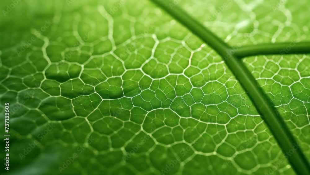 Poster A detailed close-up view of a green leaf with distinctive white spots. This image can be used in various nature-related projects or for illustrating the beauty of plant life.