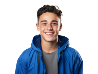isolated portrait of a smiling teenager boy, friendly young guy
