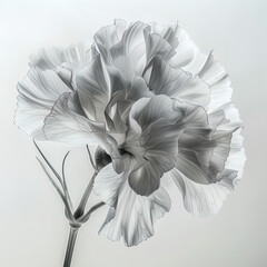 Abstract Carnation petals, black and white illustration.