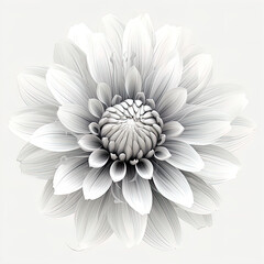 Fototapeta premium Abstract Dahlia petals, black and white illustration.