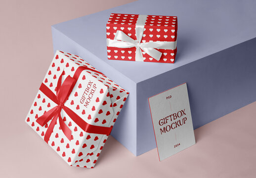 Boxes with Business Card Mockup