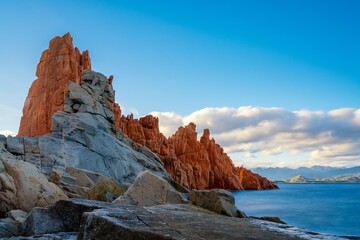 long exposure view of the red rocks of Arbatax