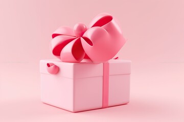 3d render of open pink gift box with ribbons isolated on pastel background 