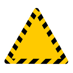 under construction sign blank yellow triangle, triangle yellow background with warning stripes - obrazy, fototapety, plakaty