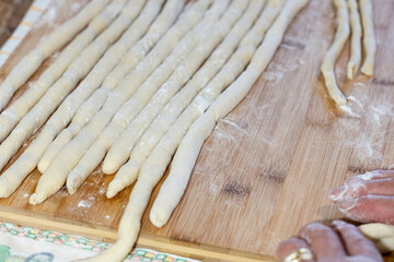 typical homemade Italian pasta called "gnocchi"