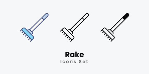 Rake icons set autumn icons vector stock illustration. - obrazy, fototapety, plakaty