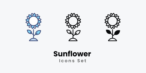 Sunflower  icons set autumn icons vector stock illustration.