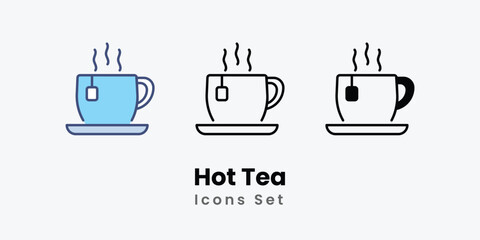 Hot Tea icons set autumn icons vector stock illustration.