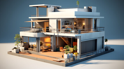 3d rendering of modern cozy house with garage and pool for sale or rent,,
3d Rendering House Images