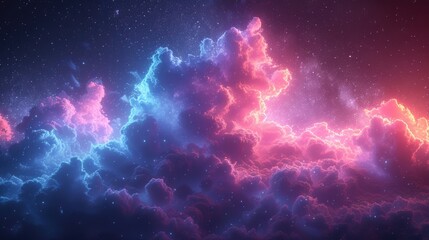 Vibrant cosmic nebula and starry sky.