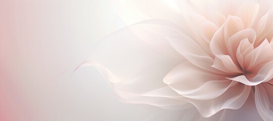 Dahlia bud in sheer organza in powder pink with space for text. - obrazy, fototapety, plakaty