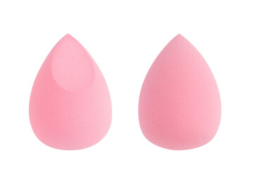 Set. Makeup sponges pink on epmty background