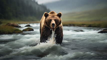 Fototapeta premium brown bear in the lake