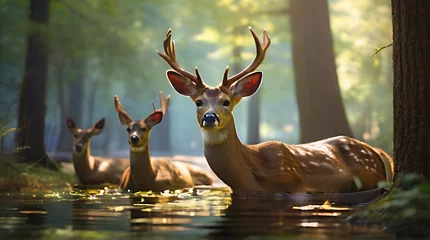 Fotobehang deer in the woods © MUHAMMADMUBASHIRALI