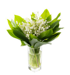May flowers. Bouqet of lily of the valley flowers on white background with clipping path