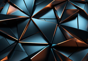 Dark Crystal Polygonal Elements And Glowing Lines