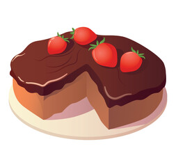 Cake of colorful set. This illustration brings to life a delectable cake perfect for a party, standing out against the crisp white background. Vector illustration.