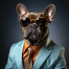 Elegant dog in a suit. Ai generative art