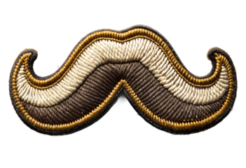 embroidery mustache isolated on transparent background