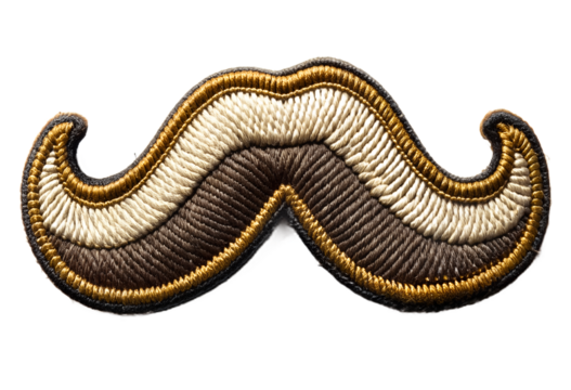  embroidery mustache isolated on transparent background