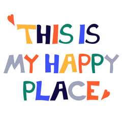 Typographic design poster template in bright colours on white background. Scandinavian style wall art. Vector