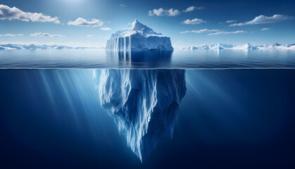 illustration d'un iceberg, idéal pour infographie sur le climat, le développement personnel ou les compétences invisibles - obrazy, fototapety, plakaty