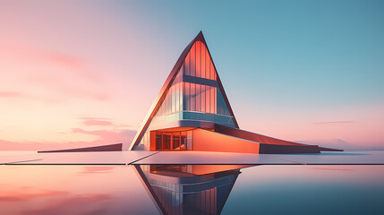 Abstract polygonal building exterior design, conceptual architectural design