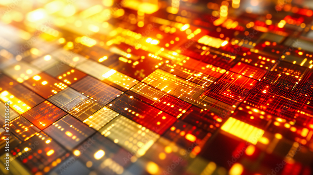 Aufkleber quantum leap: abstract visualization of technology and digital networks, merging reality with the vi